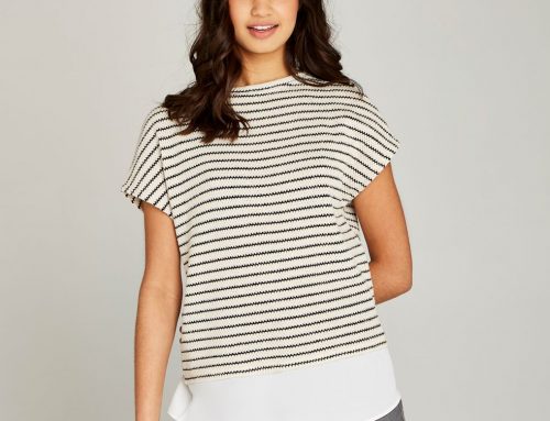 Cream Stripe Knit Chiffon Underlay Top