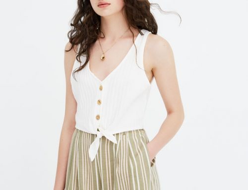 Crop top canelado com nó